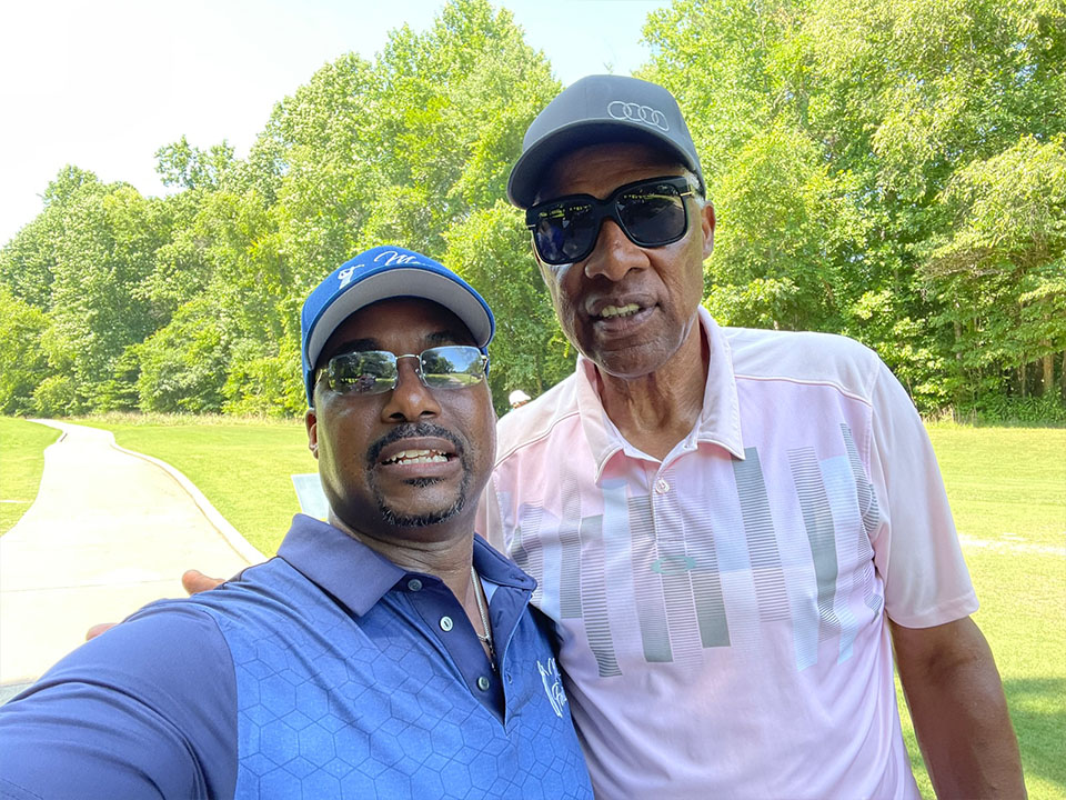 Dr. J media moment with Max Fortune